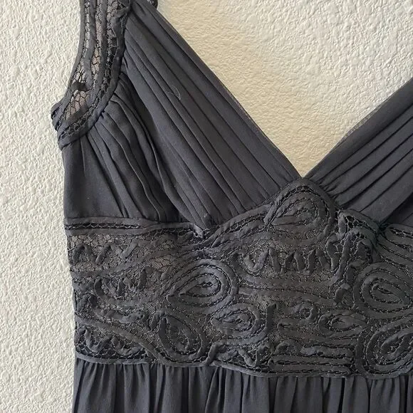 BCBG MaxAzria Dress Size 0 Silk Black Long Cap Sleeve Formal Black Tie Classic - Picture 6 of 16